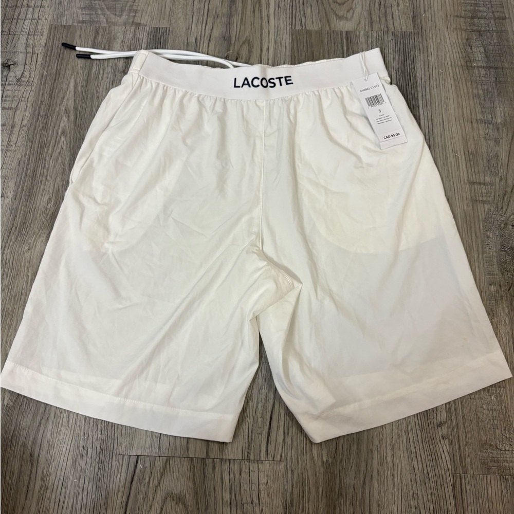 Lacoste Men's White Elastic Waist Athletic Shorts